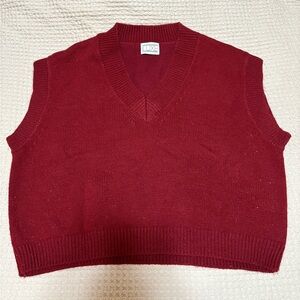 Luxe Women's Burgundy V-Neck Sweater Vest